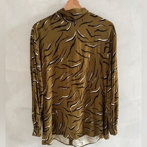 Corey Lynn Calter - Olive and Black Patterned Top - Size M